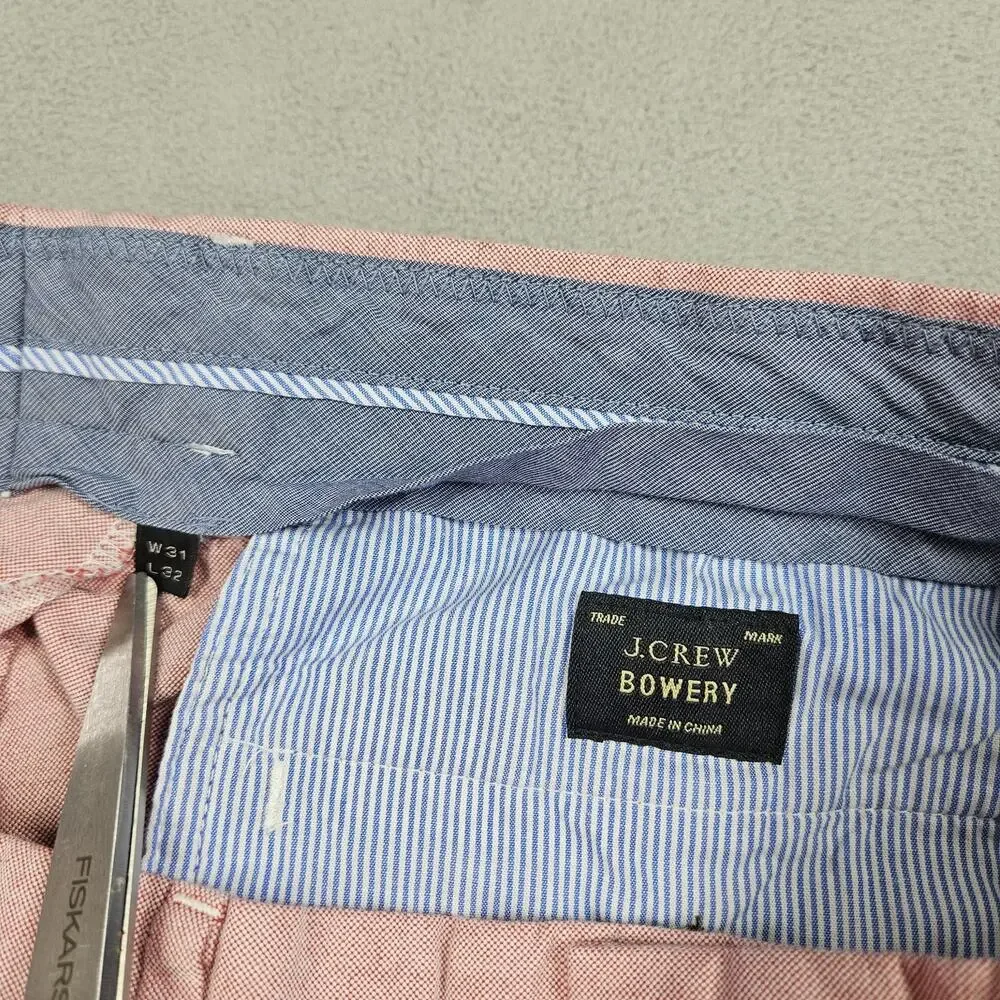 J.Crew Bowery Pants Men 31x30.5* Red Urban Slim Chino Cotton Flat Front Prep Ivy